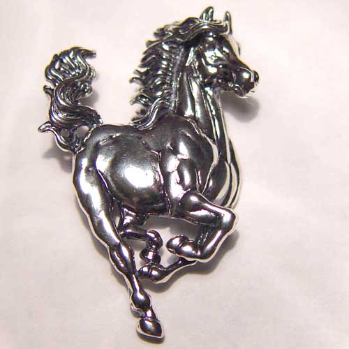 Sterling Silver running horse with tail up brooch/pendant