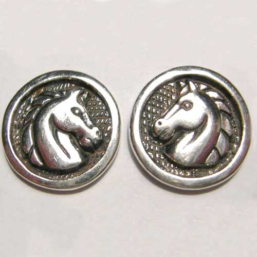Sterling Silver round horsehead post earrings