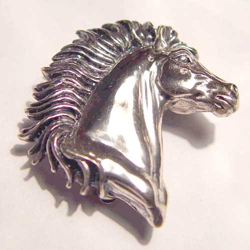 Sterling SIlver large horse head brooch/pendant