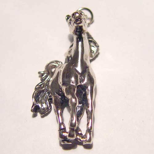 Sterling Silver frontal view horse pendant