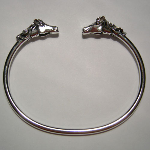 Sterling Silver flexible horsehead cuff bracelet