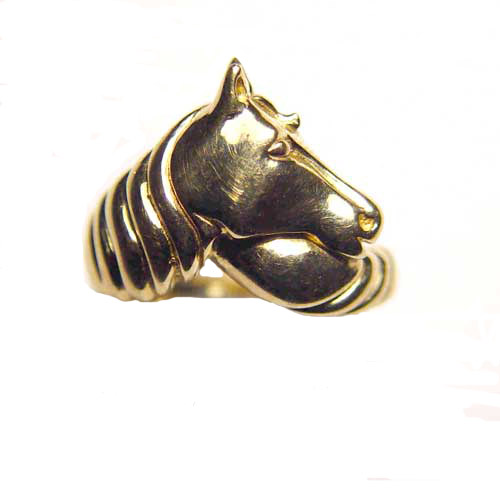 14 kt.y.g. horse head ring