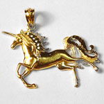 gold rearing unicorn pendant