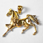 gold galloping horse pendant