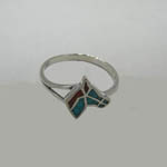 Side view of Turquoise and Coral horse head ring