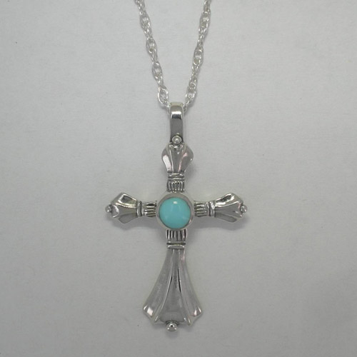 Sterling Silver Turquoise cross necklace