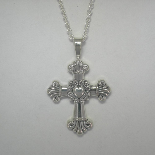 Sterling Silver ornate cross necklace