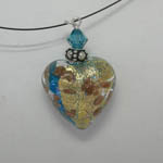Back side of Venetian Glass Aqua Luna Heart Glass Necklace