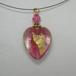 back silde of Pink Rubino heart on nylon chain necklace