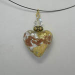 back side of Venetian Glass Clear Luna heart on nylon cord necklace