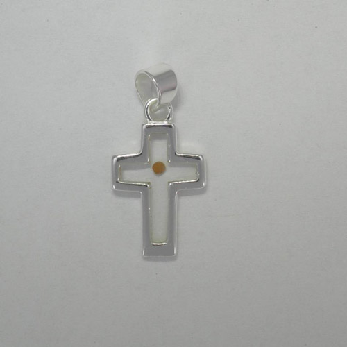 Sterling Silver cross with Mustard Seed pendant