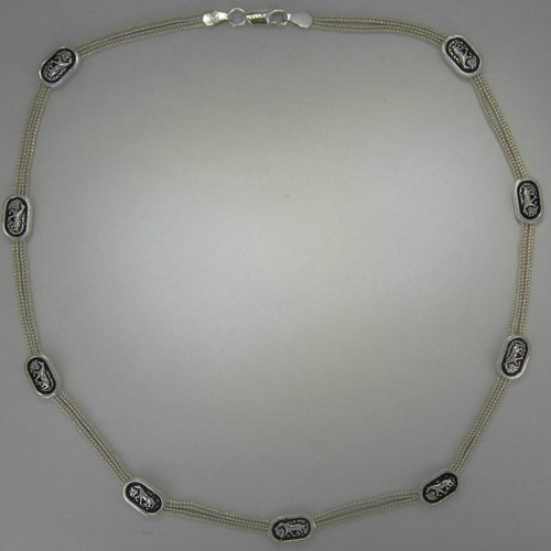 Sterling Silver two strand necklace with small horse designs