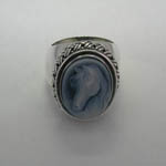 top of Sterling Silver Agate Cameo basket weave ring