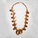 Sterling Silver & Turquoise & Coral Squash Blossom Necklace