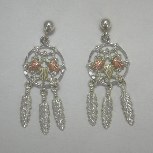 Black Hills Gold Sterling Silver Dreamcatcher post earrings