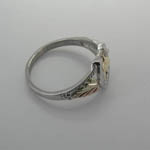 Side view of Black Hills Gold Sterling Silver horse head in horseshoe ring