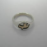 Top view of Sterling Silver and Gold Dove ring