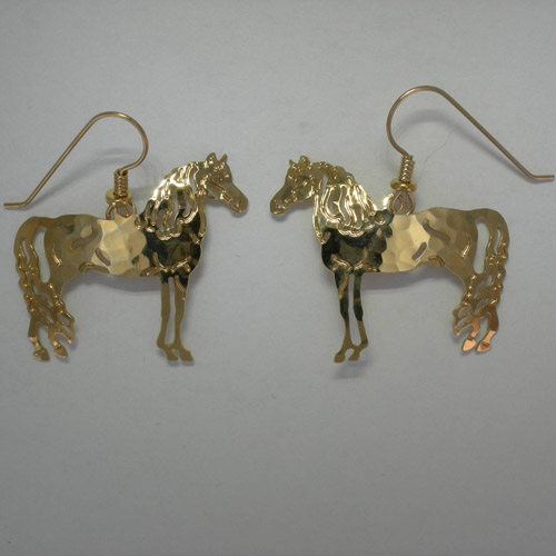 14 karat yellow gold plated Morgan horse earrings
