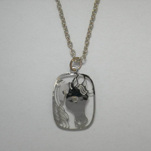 Rhodium plated Arabian Horse Head necklace