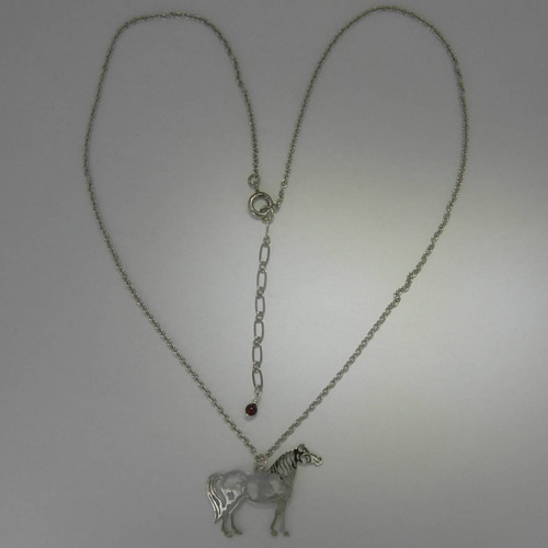 Rhodium plated Pinto Horse necklace