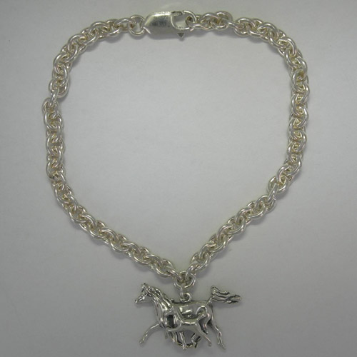 Sterling Silver Arabian mare and foal charm bracelet