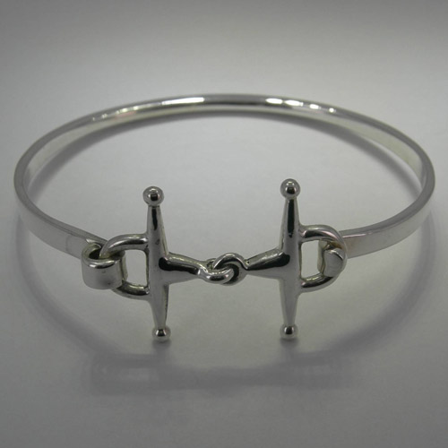 Sterling Silver full cheek snaffle bit bangle bracelet