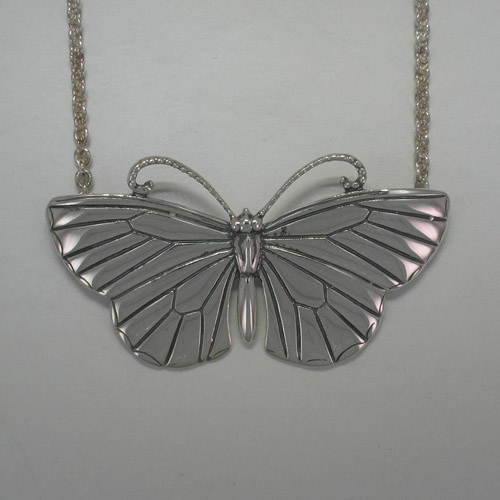 Sterling Silver large Antillean Blue Butterfly necklace