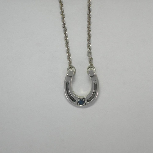 Sterling Silver horseshoe with Sapphire necklace