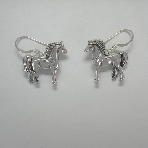 Sterling Silver 3D horse dangle earrings