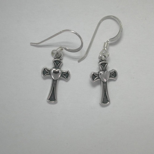 Sterling Silver cross with heart pendant
