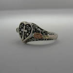 Black Hills Gold Sterling Silver cross in heart ring side view