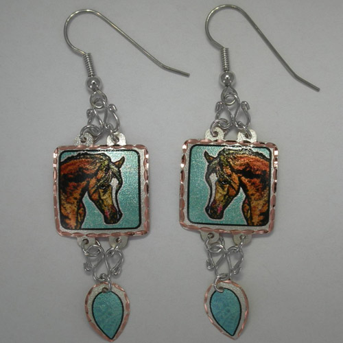 Copper painted Arabian dangle earrings
