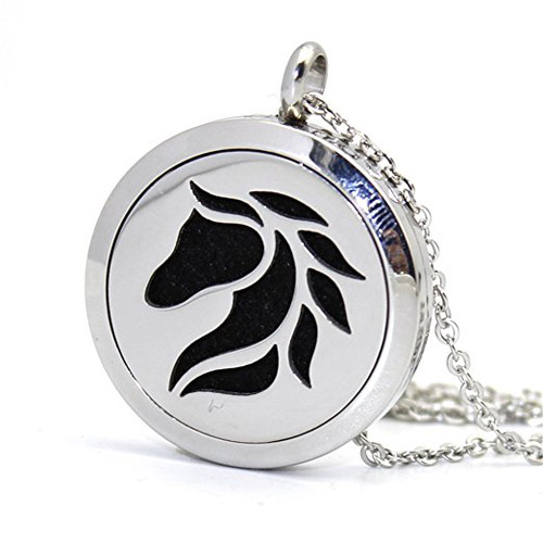 Stainless Steel Essential Oil horse head diffuser necklace