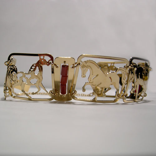 gold plated and Jasper stone horse bracelet