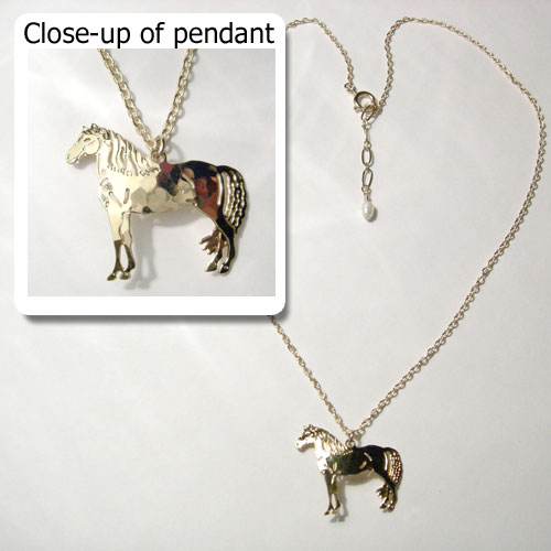 gold plated Morgan horse necklace