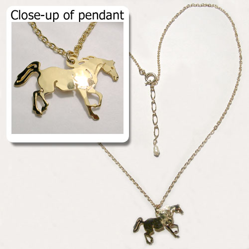 gold plated cantering horse necklace