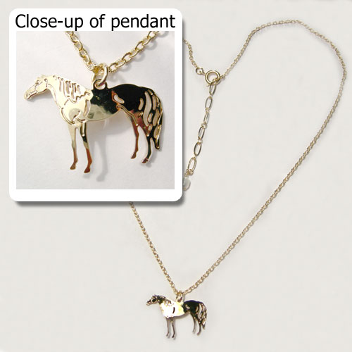 gold plated Thoroughbred horse necklace