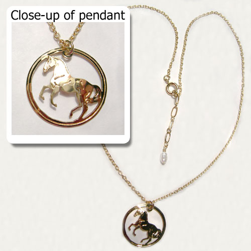 gold plated Dressage horse necklace