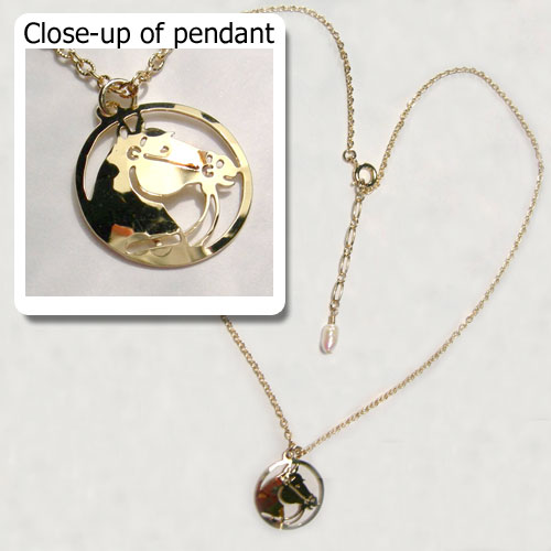 gold plated horse head in bridle necklace
