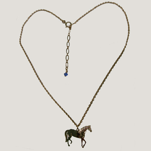 14 kt.y.g.plated Paso Fino Horse full view necklace