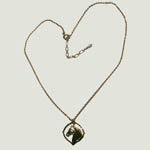 14 kt.y.g.plated horsehead inside pointed circle full necklace view