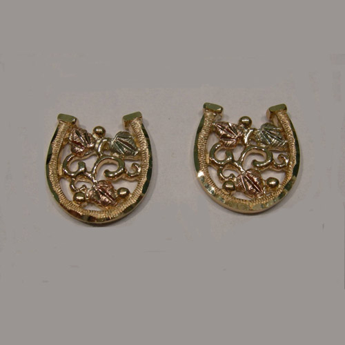 Landstrom's Black Hills Gold horseshoe post earrings