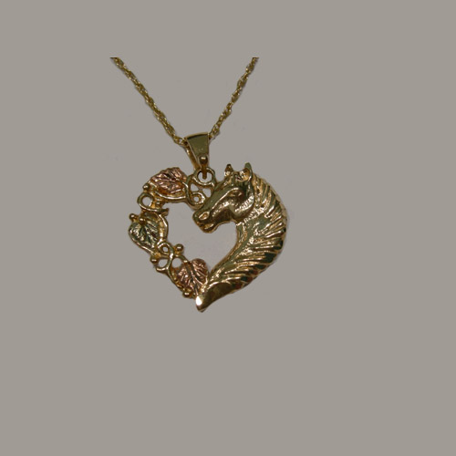 Landstrom's Black Hills Gold horsehead and heart necklace
