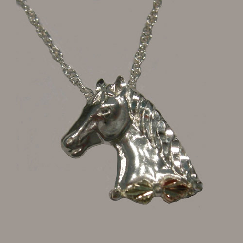 Landstrom's Black Hills Gold Sterling Silver horsehead necklace