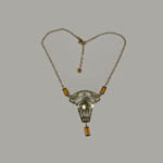 14 kt.y.g. plated three horse necklace full length