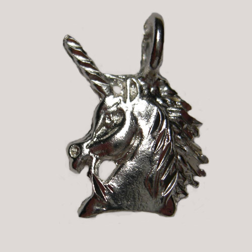 Sterling Silver small diamond cut unicorn head charm/pendant