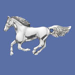 Sterling Silver galloping horse brooch