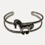 Full view of Sterling Silver trotting horse cuff bracelet