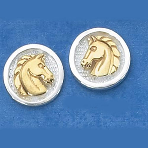 Sterling Silver and vermiel horsehead round earrings