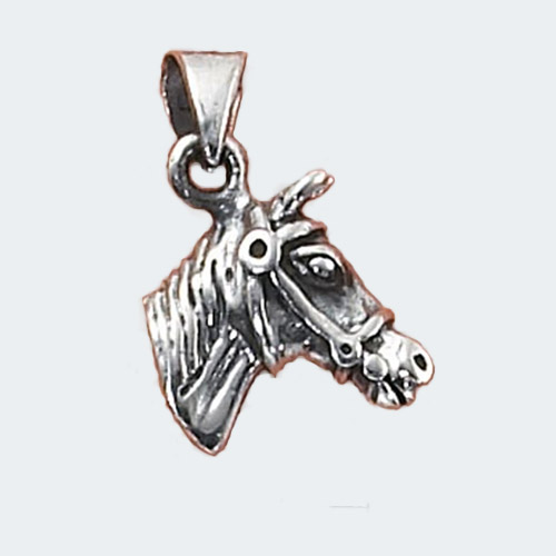 Sterling Silver 3 D horsehead in bridle charm/pendant